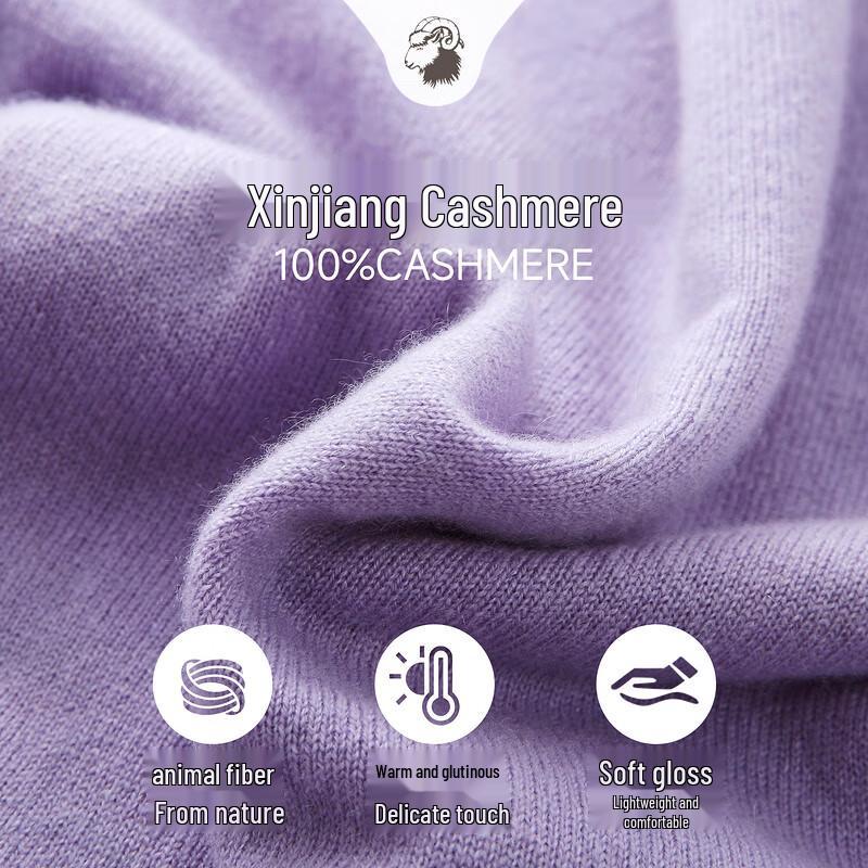 Women's 100% Cashmere Embroidered Round Neck Sweater