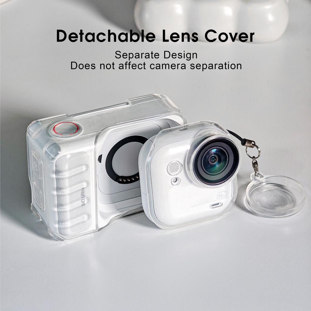 Camera Protective Case for Insta360 Go Ultra TPU Transparent Cover Anti-Scratch Drop-proof Case with Lens Protective Cap
