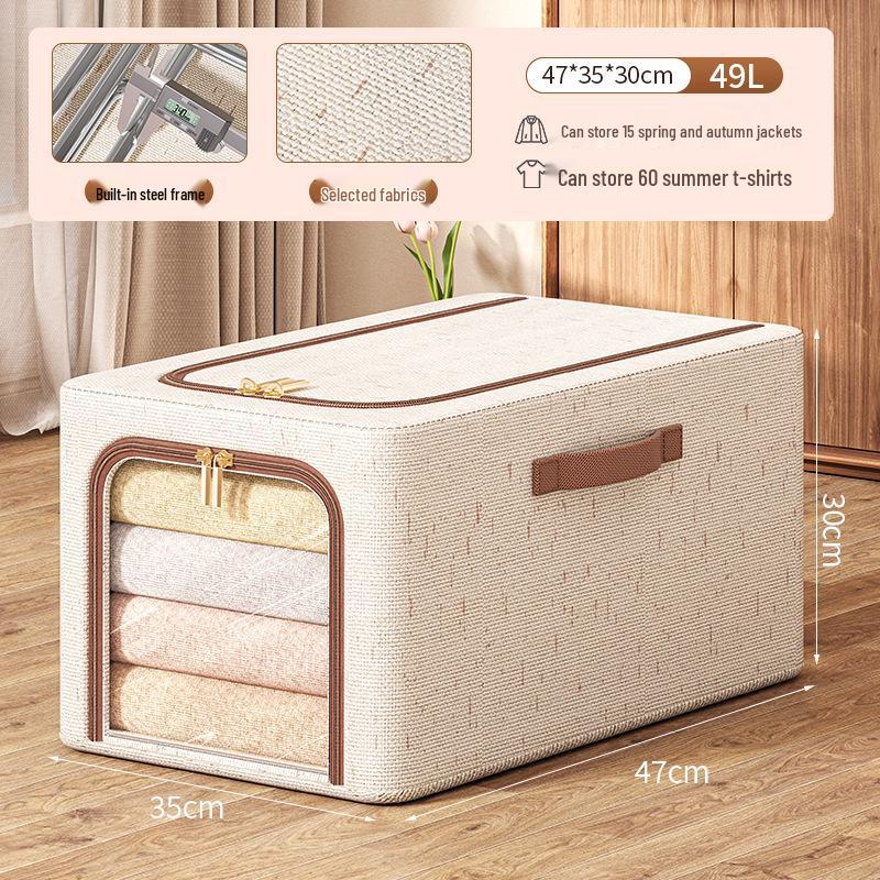 Tianshan Cotton & Linen Zipper Storage Box with Lid for Clothes & Toys