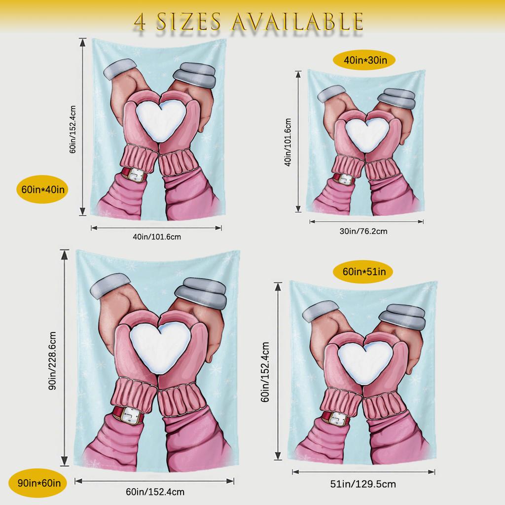 Hands Heart Snow Pattern Digital Printing Polyester Wall Tapestry Suitable For Use In Living Rooms Bedrooms Offices Bars Party