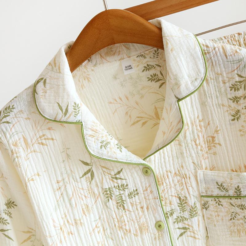 Women's Pure Cotton Long-Sleeve Pajama Set - Sweet Forest Style for Spring and Autumn