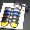 Eyeglasses Frame Men Women With 5 PCS Clip On Polarized Sunglasses Spectacle Magnetic Glasses Male UV400 Eyeglasses 2208