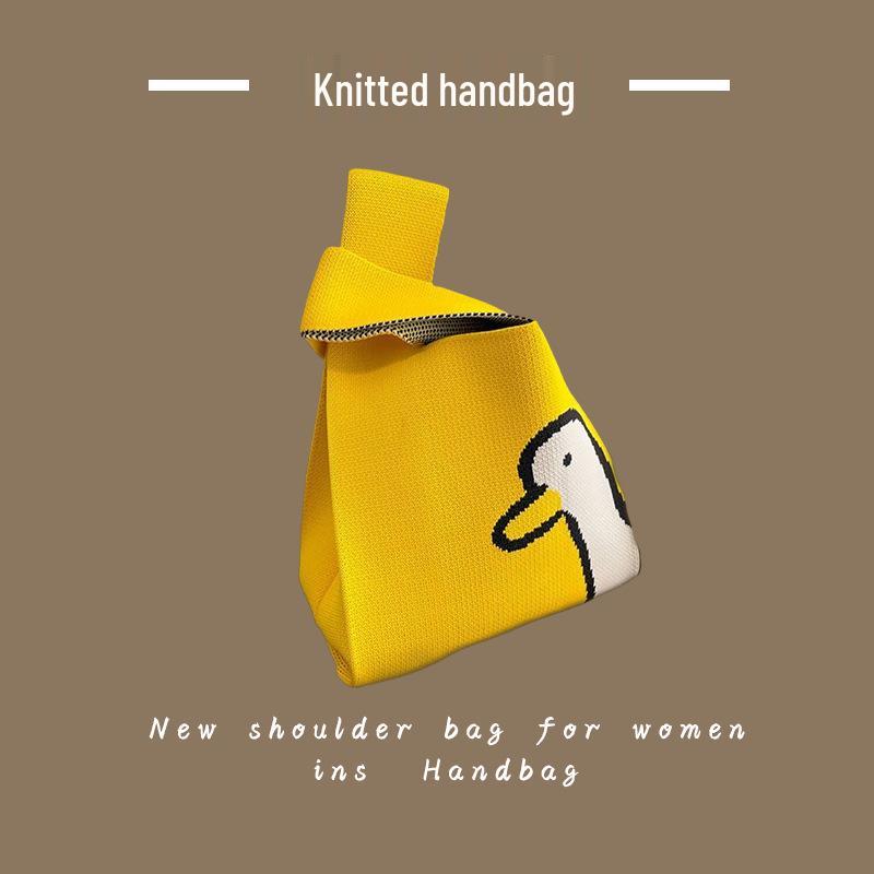 Trendy Women's Knitted Wool Bucket Handbag - Casual Tote & Lunch Box Bag