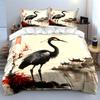Chinese Ink Style Crane Decor Soft Comfortable Duvet Cover Bedding Set Included 1*Duvet Cover & 2*Pillowcases, Gift