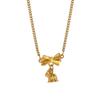 18K Gold Lily Flower Bow Necklace - Elegant Clavicle Chain for Women