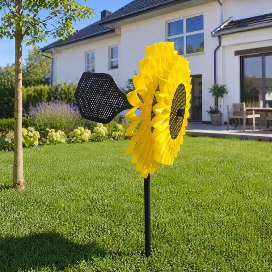 Sunflower Wind Spinner, Garden Stake Wind Catcher, Wind Driven Sunflower Spinner, Outdoor Decoration for Lawn Yard Patio