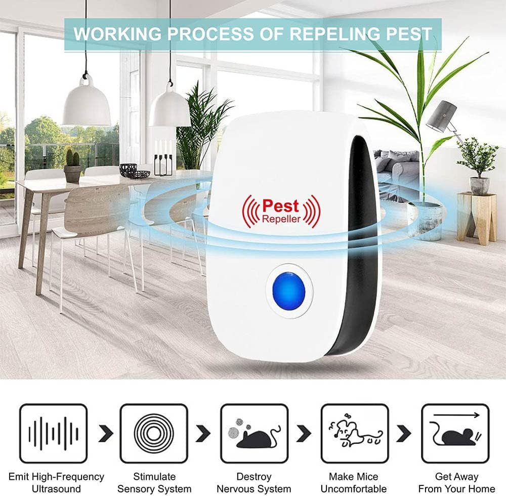 Ultrasonic Pest Repeller Insect Bug Repeller Long Range Pest & Insect Deterrent Multi-Function for Roach Rodent Mouse Bugs