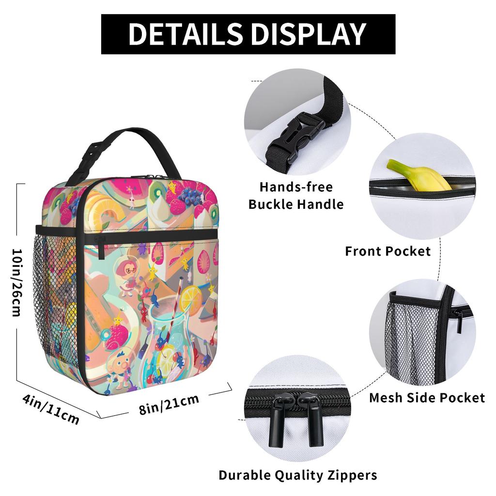 Pikmins 4 Insulated Lunch Bags Leakproof Reusable Thermal Bag Lunch Box Tote School Travel Food Bag