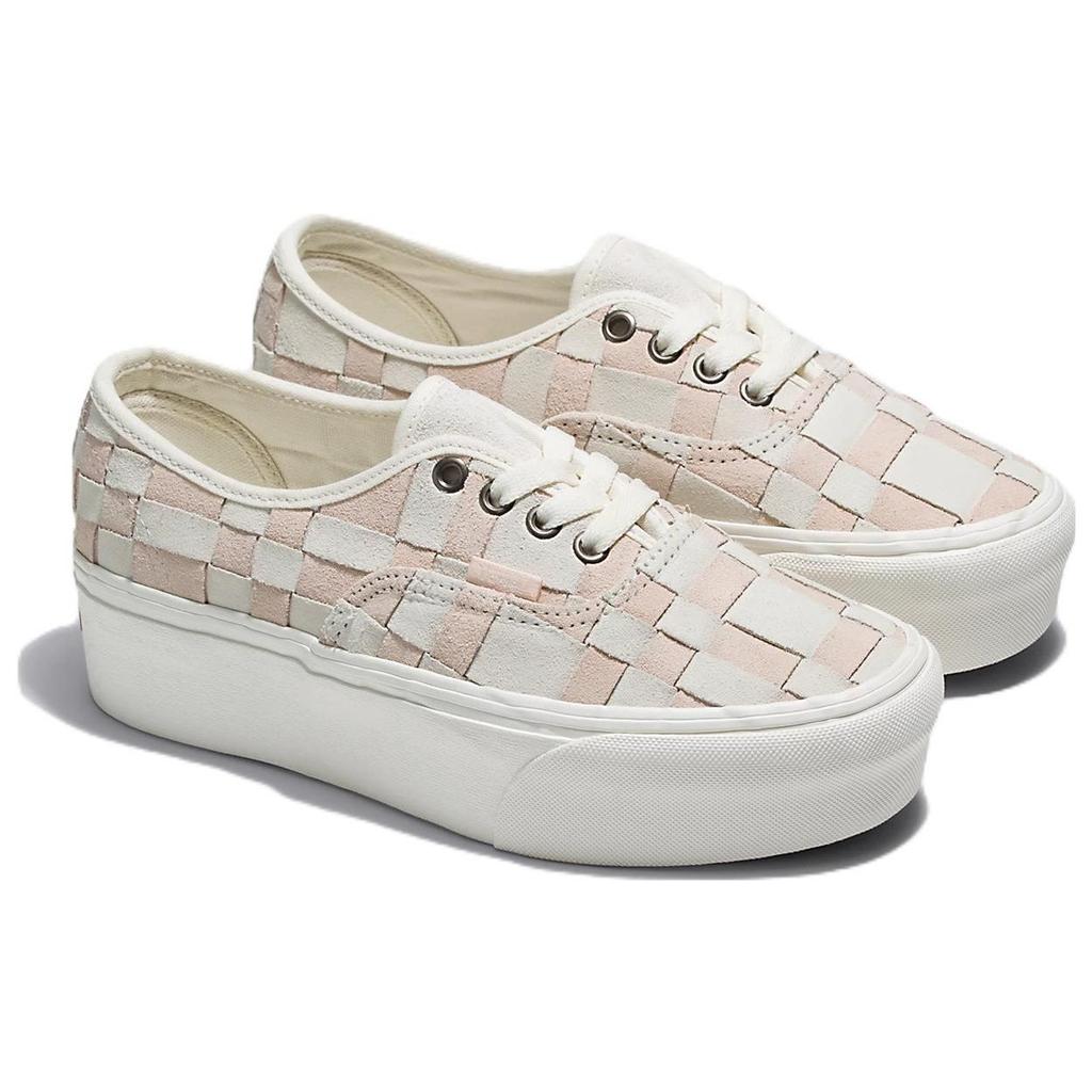 Vans Authentic Woven Check Stackform Thick Sole Casual Low Top Skate Shoes Unisex sneaker White Pink VN0A5KXXYL7