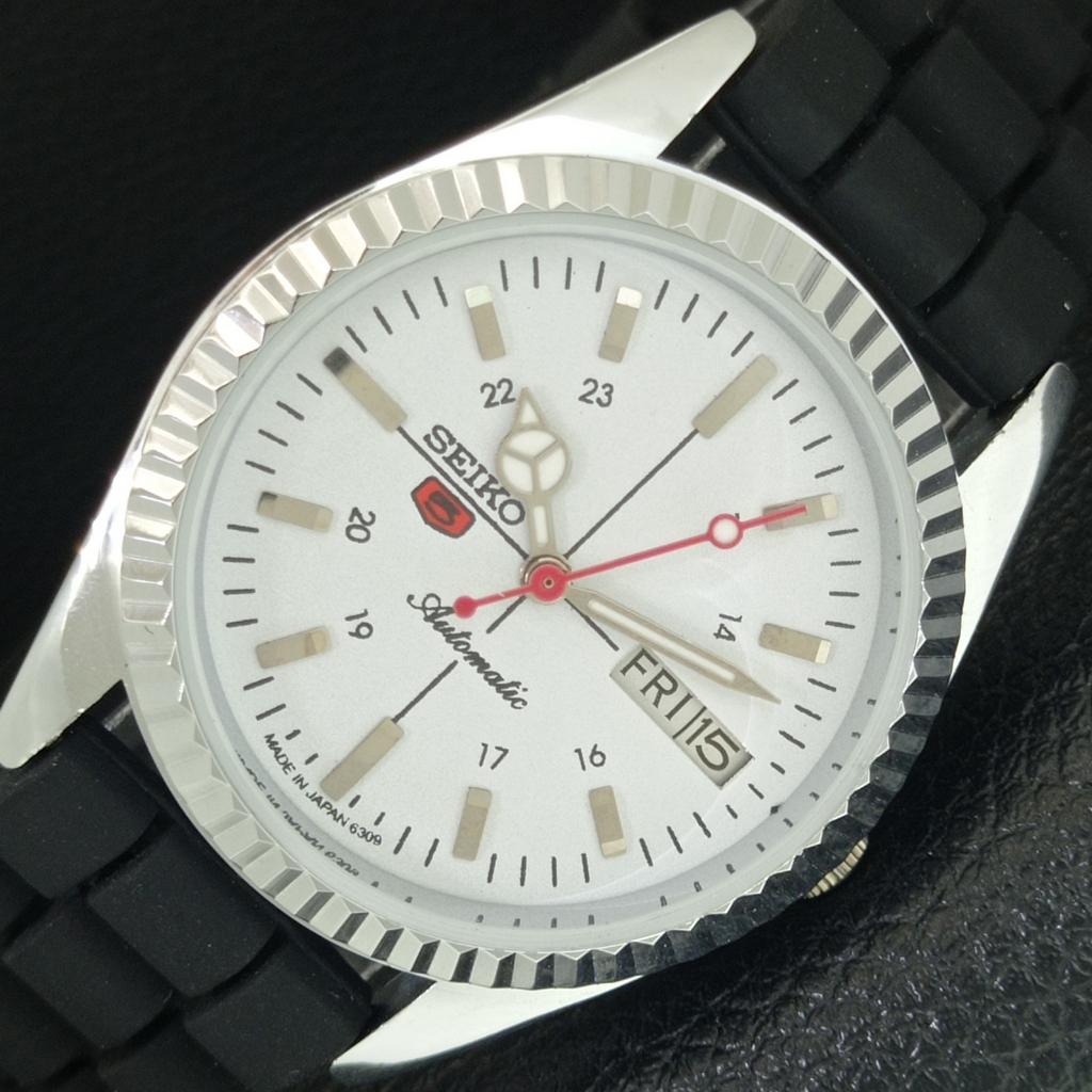 

AUTOMATIC VINTAGE REFURBISHED SEIKO 5 6309A JAPAN MENS WHITE WATCH a442816-1