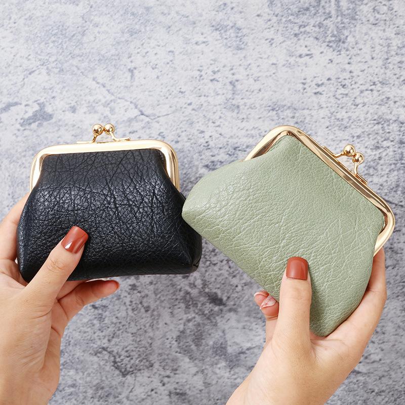 1Pc New Retro Change Bag Women's Short Wallet Buckle Candy Coin Bag Change Bag