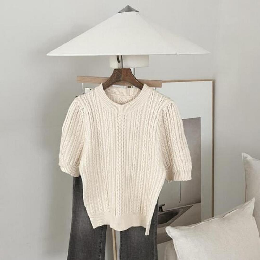 New ArrivalS Open Run Balloon Crewneck Short Sweater Women S