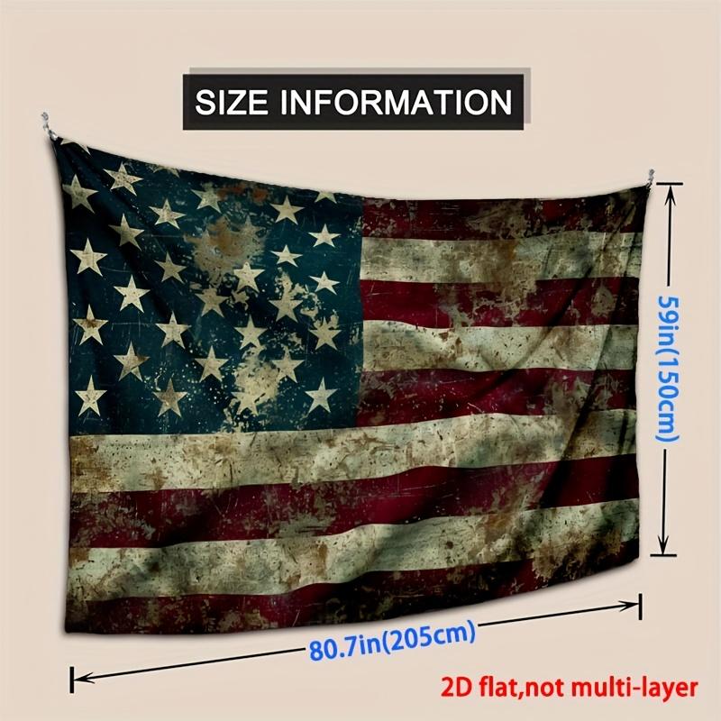 1pc Vintage USA Flag Tapestry Single Sided Soft Polyester Wall Tapestry Living Room Bedroom Dorm Patriotic Decor Nostalgic Gift