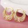 Huitan Trendy Flower Hollow Out Design Metal Hoop Earrings For Women Wedding Party Engagement Daily Luxury Accessories Gift