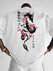 Japanesestyle Cherry Blossom Dragonshaped Pattern Printed Mens Tshirt Summer 100 Pure Cotton Casual Loose Fit Sporty Style