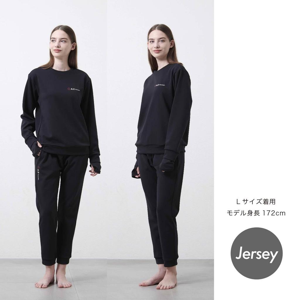 Nishikawa Air Recovery Sleep Techwear Top, Jersey Style, Women's, Size L, Recovery Wear, Made in Japan, Black, PS24150078