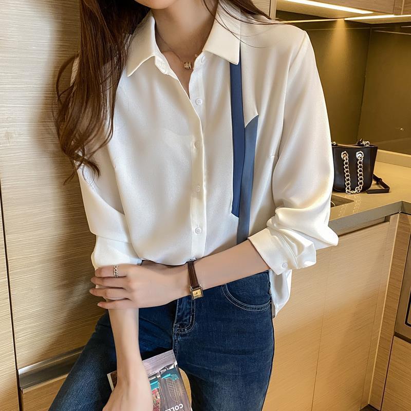 2024 Spring Women's Color Block Long Sleeve Chiffon Blouse - Professional Design
