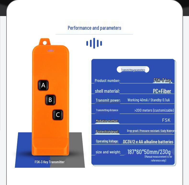 FSK Series Two-Way Wireless Remote Control Switch, DC12-48V 30A Receiver