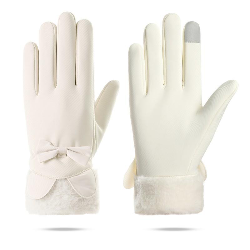Warm Gloves Women's Autumn and Winter Fleece Thickened Touch Screen Windproof and Water-proof Fashionable Skiing Driving and Riding Gloves