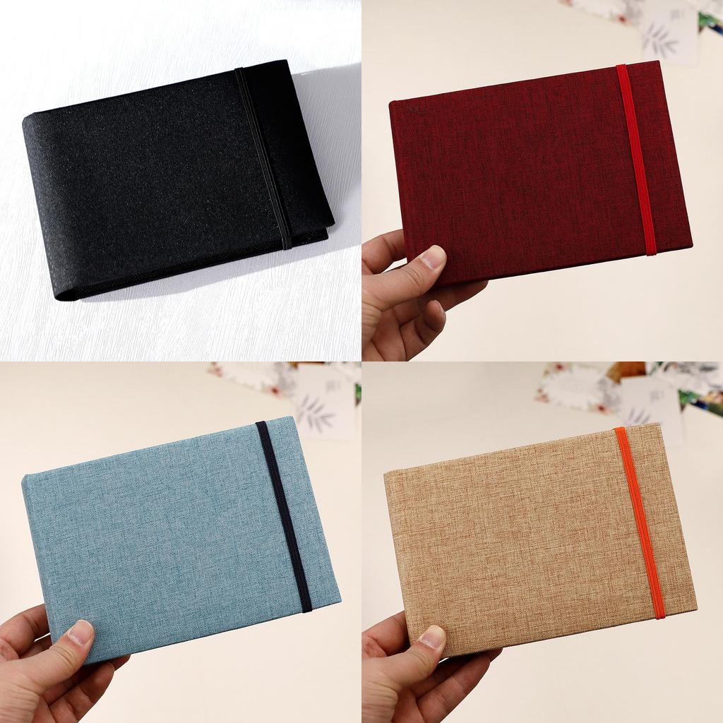 Traditional Cloth Cover Photo Album With Elastic String Storage For Family And Event Memories