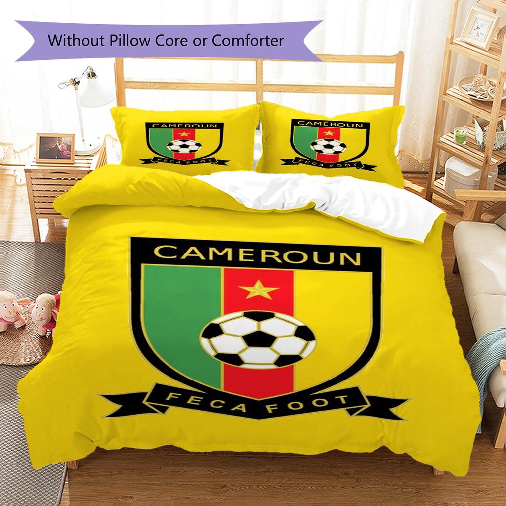 Cameroonian Football Federation Pattern Bedding Set Quilt Cover Pillowcase Home Decor Gift (1 * duvet cover + 2 * pillowcase, without core)