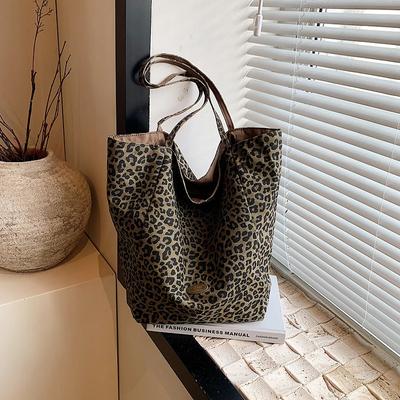 Sac cabas classique en nylon imprimé léopard grande capacité décontracté nouveau mode féminin rétro sac à bandoulière