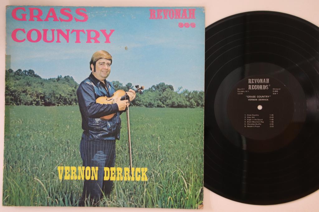 LP Record VERNON DERRICK - Grass Country R906 REVONAH RECORDS 1972 US Folk Used