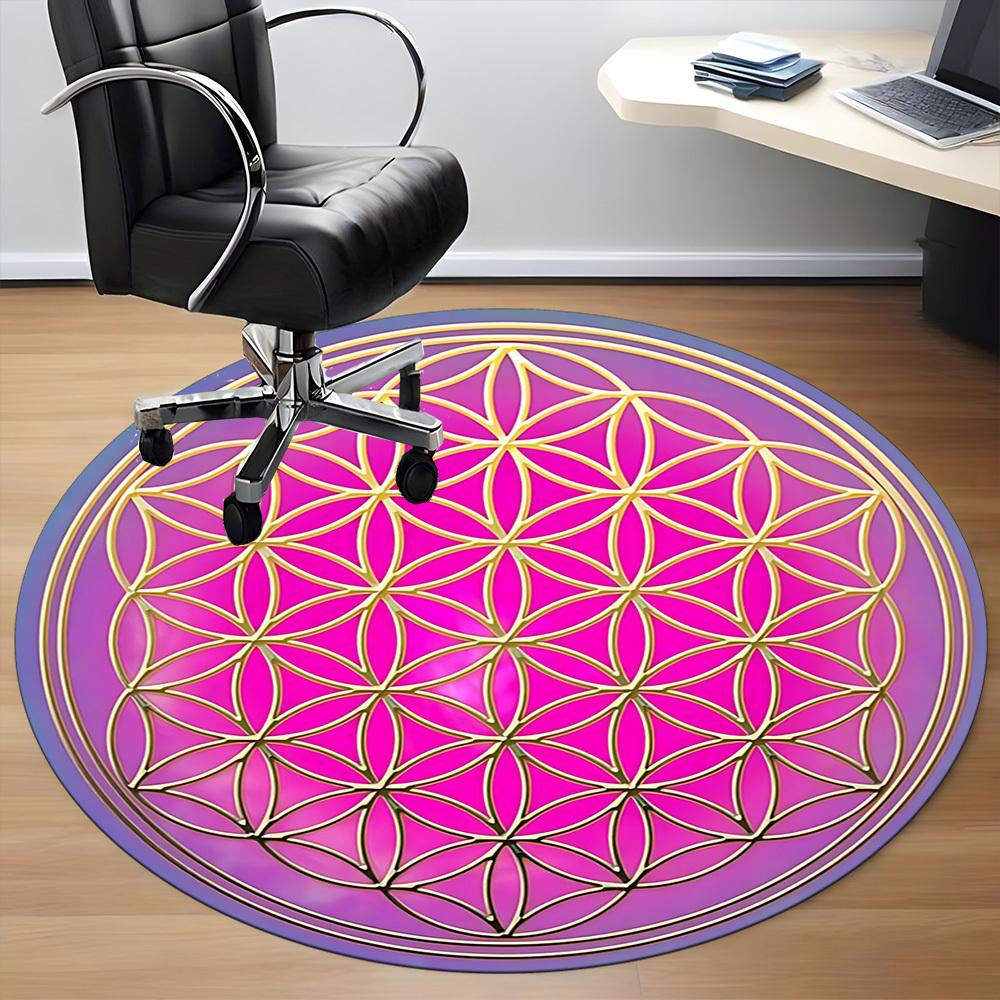 

1pc Flower of Life Chair Carpet for Office, Soft, Non-Slip Polyester Mat, Office, Living Room, Bedroom, Durable Polyester yy251207189 80cm by 80cm