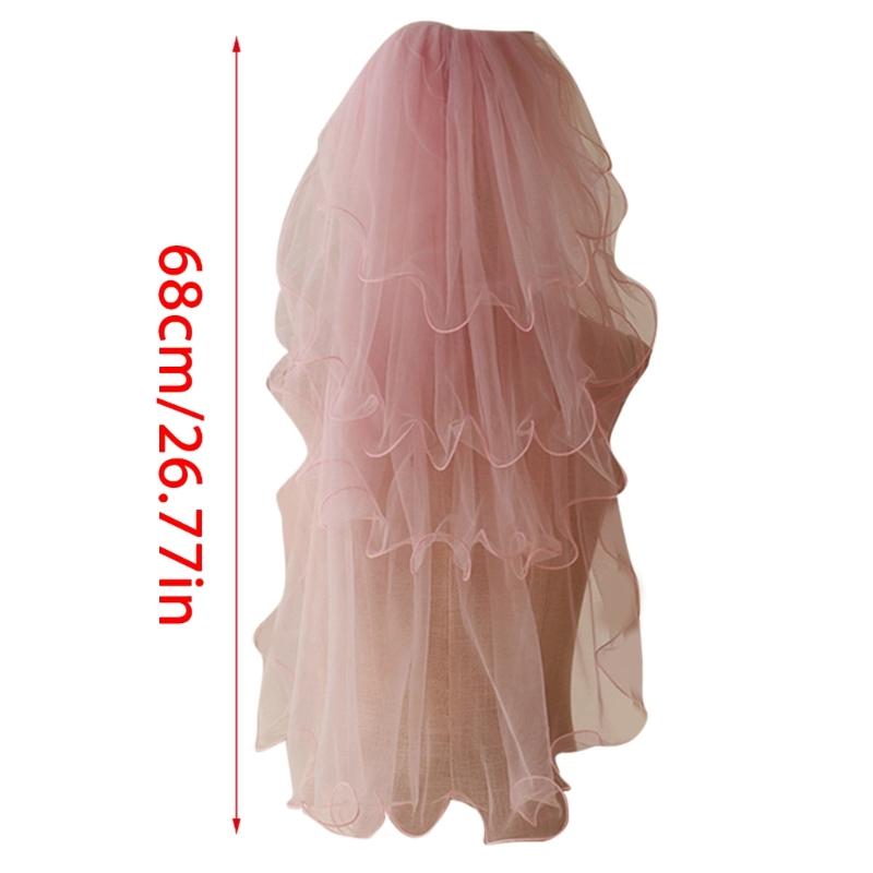 Multilayer Wedding Veil for Bride Bachelorette Party Veil Ruffle Trim Veil for Engagement Event and Formal Gathering