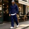Men's Warm Lined Hoodie and Wide Leg Cargo Pants Set, Casual Relaxed Fit for Outdoor Sports
