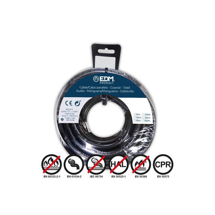Câble électrique - EDM - H07Z1-K - 1,5 mm² - Noir - 25 m - Flexible - Sans halogène