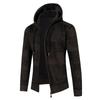 Pull à capuche pour homme, veste décontractée en tricot à carreaux, empilée et épaissie, nouveau cardigan d'automne et d'hiver