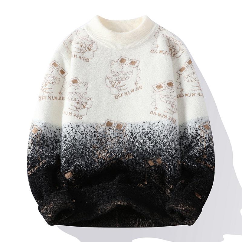 

«Новый толстый свитер из искусственной норки для мальчиков на осень и зиму — теплая молодежная нижняя рубашка» M чёрный