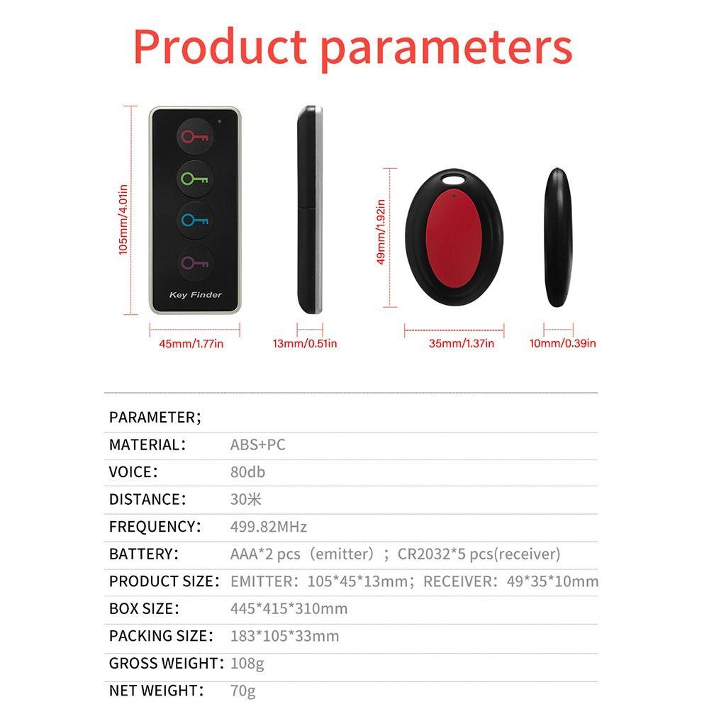 4 In 1 Household Vehicle Lost Tracker Keys Searcher Mini Tracking Device Anti-lost Tag Wireless Key Finder Anti-Lost Alarm