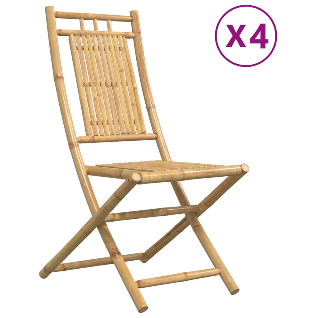 Vidaxl Składane Krzesła Ogrodowe, 4 Szt., 46X66X99 Cm, Bambusowe