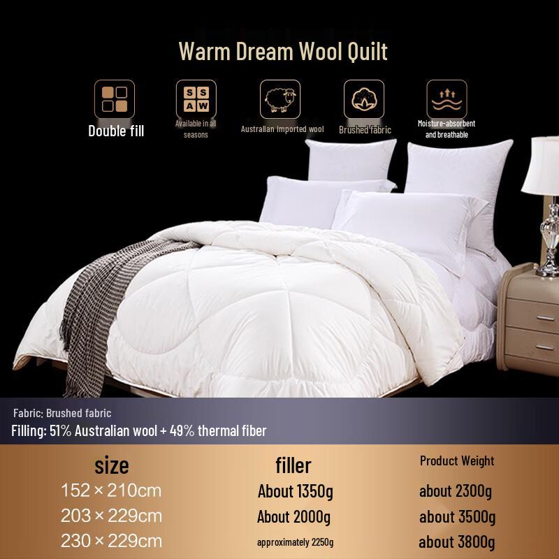 FUANNA New Generation Warm Dream 51% Wool Winter Quilt