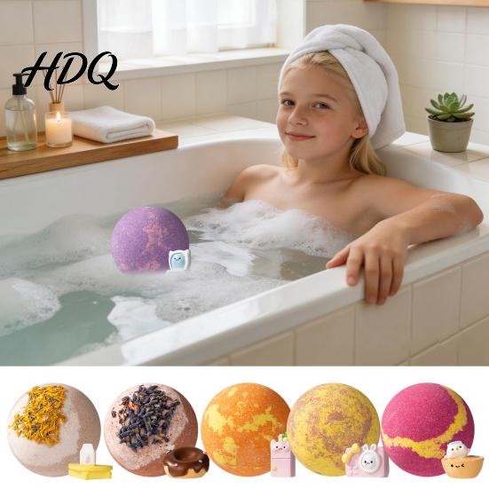 Bath Ball with Surprise Toy Salt Inside Fruity Floral Plants Extract Handmade Natural Sea Bubble Women Men SPA Gift Scented