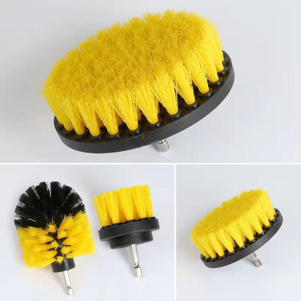 3/5/7Pcs Multi-Purpose Drill Brush Attachment Set Plastic Round Nylon Brushes Electric Scrubber Brush Extension Pole