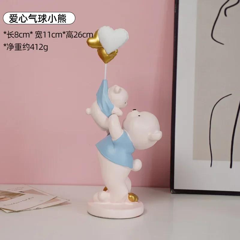 LMHBJY Creative and Violent Bear Porch Decorations Modern Cartoon Living Room Home Desktop Parent-child Bear Resin Craftsmanship