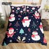 Christmas Duvet Cover Cartoon Snowman Deer Reindeer Bedding Set Twin Size Microfiber Cute Gingerbread Stocking Comforter Cover
