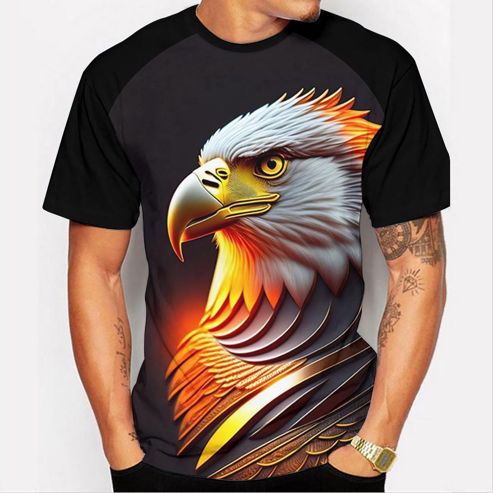 American Eagle Graphics T-Shirt for Men 3D Print Tees Animal Pattern Short Sleeve Tops Summer Casual Oversized Men's Clothing