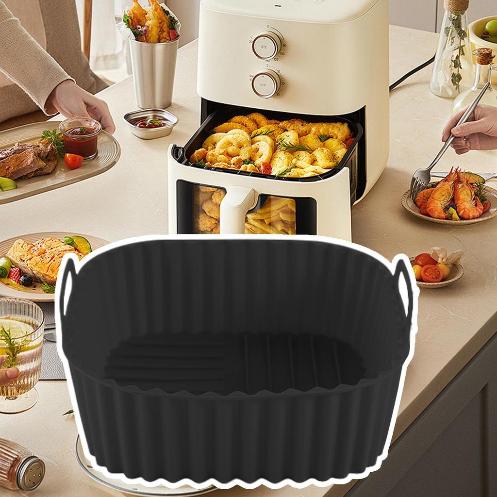 Air Fryer Silicone Basket Square Air Fryer Baking Pan Kitchen Cookware Non-stick Baking Tray for Cooking Grilling Roasting
