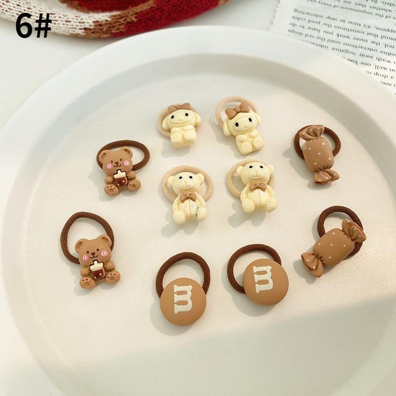 

10-20 шт./комплект Милий мультяшний ведмідь Кролик Гумка для волосся Дівчата Еластична гумка Головні убори Квітковий бантик Дитячі аксесуари для волосся Прикраси 10pcs-6