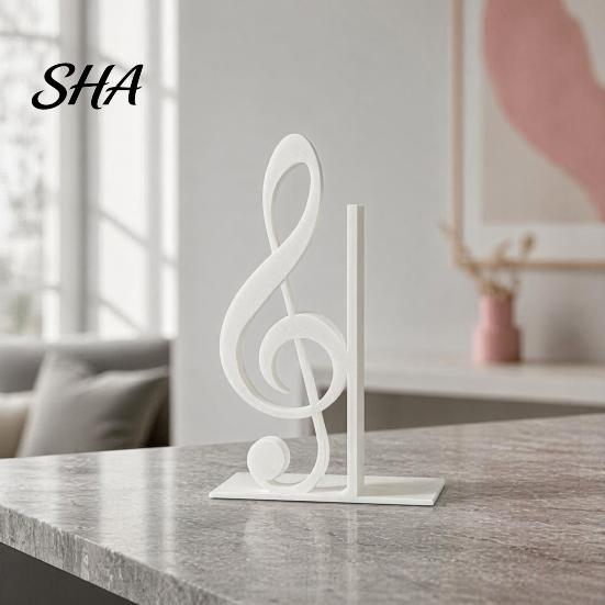 Treble Clef Table Ornament 3D Printed Music Note Bookend, Decorative Shelf Organizer, Modern Desk Decor for Home Creative Accessory Office Study,