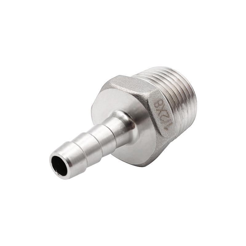 Stainless Steel Barb Conversion Joint - 1/2" Male Thread to 8mm Barb Green Head Hose (0767)