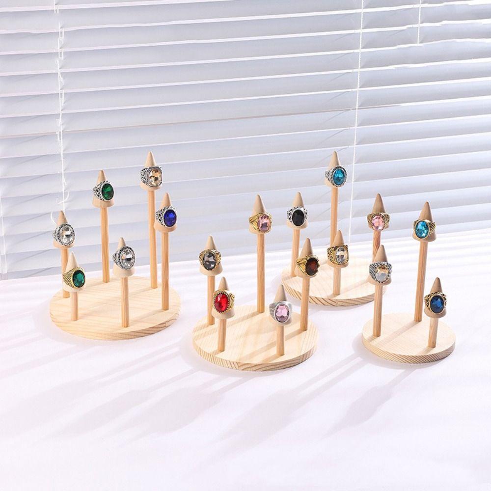 Home Organizer Wood Ring Display Stand Modern Retro Bangle Storage Tray Space Saving Decorative Ring Storage Rack Cabinet