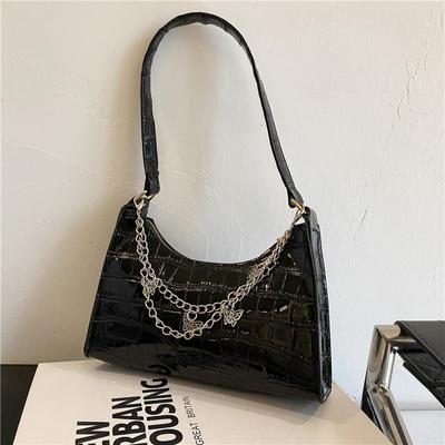 Luxuriöse Umhängetasche mit Alligatormuster für Frauen, Schmetterlingsketten, Achselhandtaschen, trendige Unterarmtasche für Damen