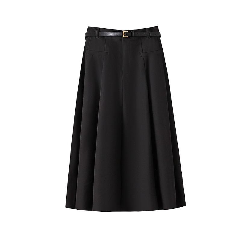 Plus Size Women's New Fall Pleated Skirt In The Long A Line Skirt