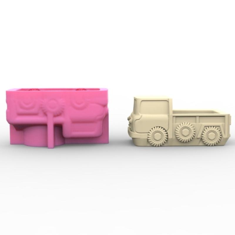 Geometric Small Truck Gypsum Silicone Molds Storage Box Mold for Making Succulent Plant Pot Flower Pot Pen Holder