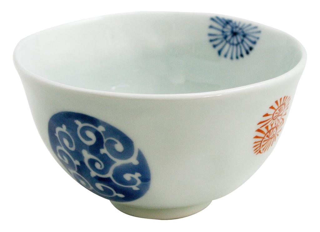 Arita Ware Soutagama Round Pattern Arabesque Rice Bowl 95092 (Large)